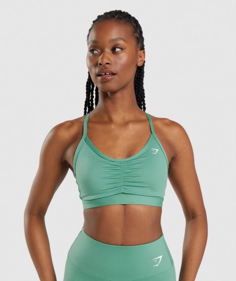 Women's Gymshark Ruched Sports Bra Green | CA D1N83A